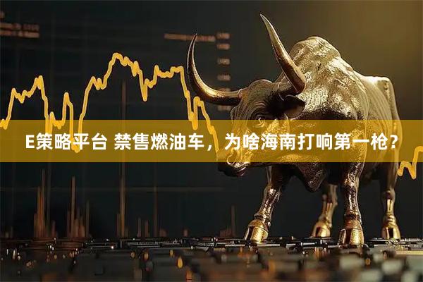 E策略平台 禁售燃油车,为啥海南打响第一枪?
